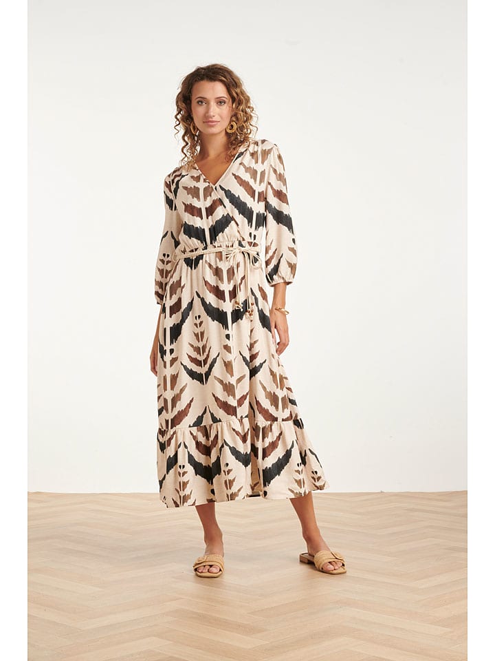 Kleid in Beige/ Braun/ Schwarz