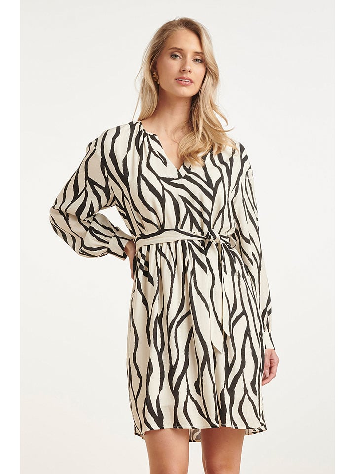 Kleid in Creme/ Schwarz