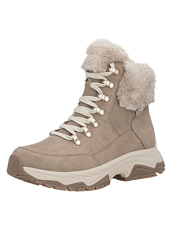 Leder-Boots in Beige
