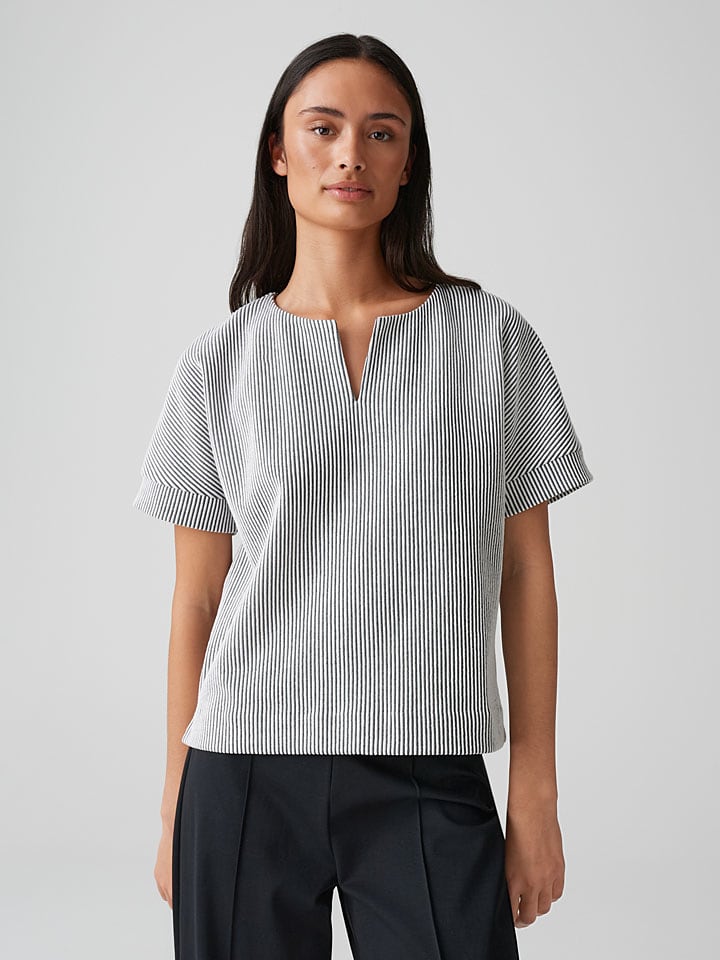 Shirt "Geike" in Anthrazit/ Weiß