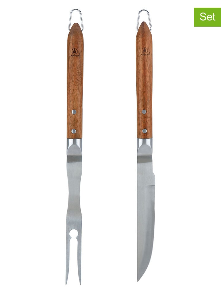 2-częściowy zestaw akcesoriów w kolorze jasnobrązowym do grilla - dł. 42 cm