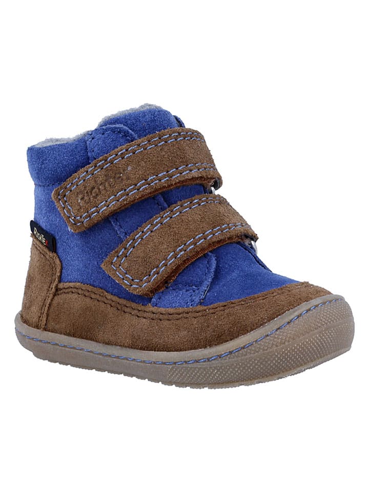 Leder-Barfußschuhe "Maxi" in Hellbraun/ Blau