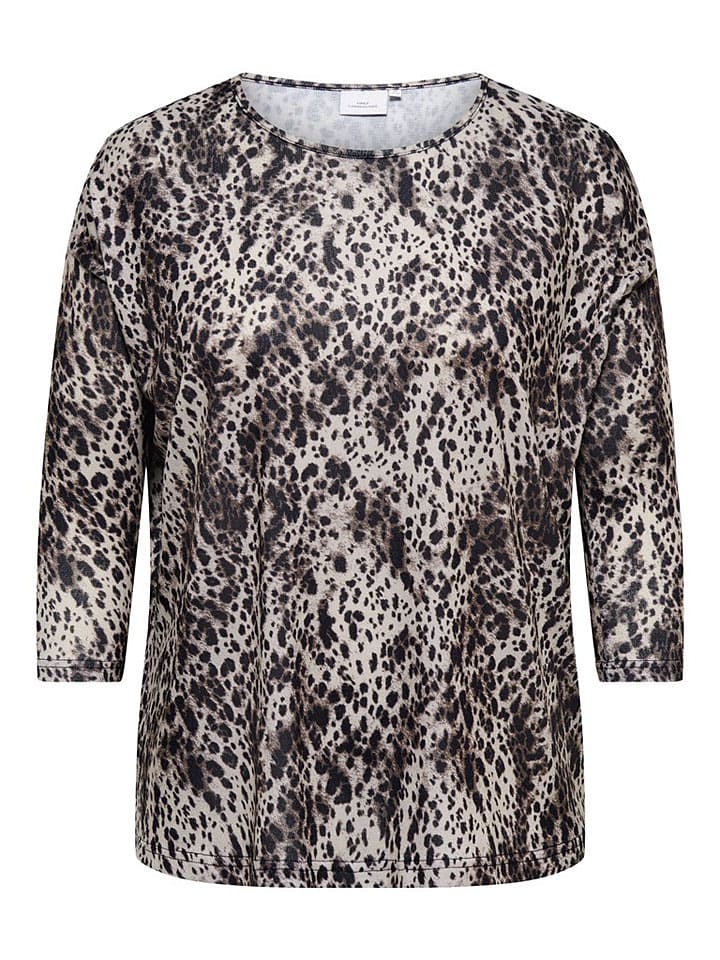 Bluse in Creme/ Braun