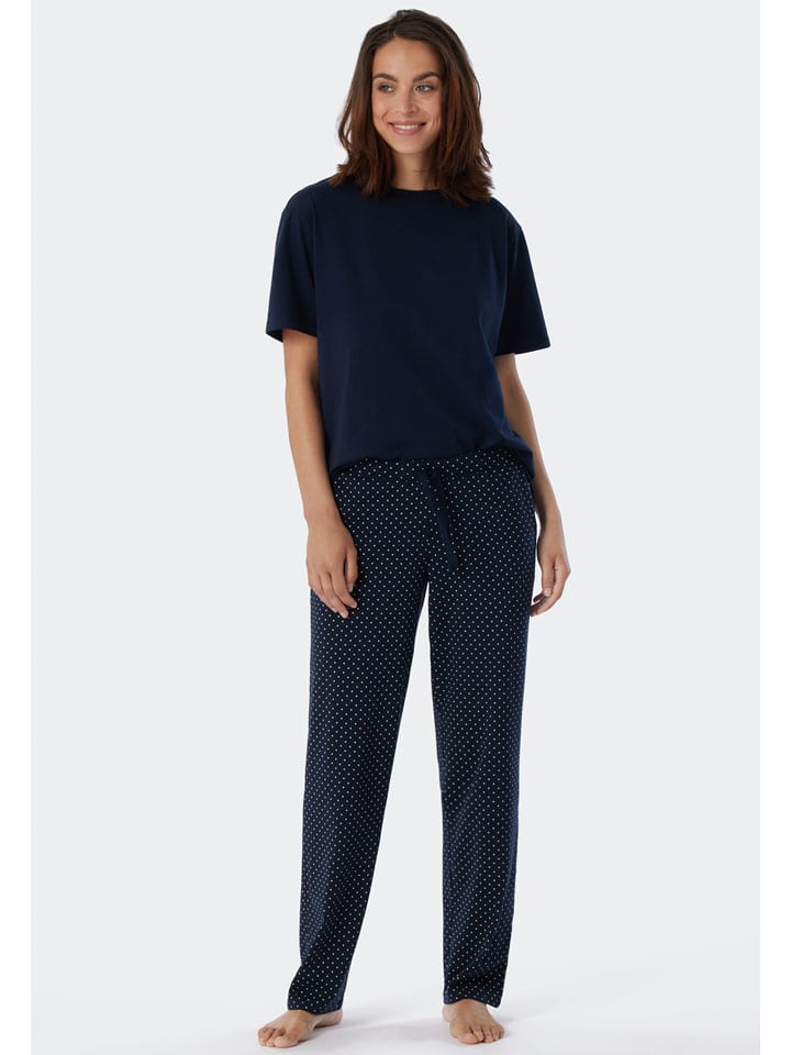 Pyjama-Hose in Dunkelblau/ Weiß