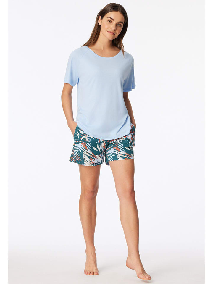 Pyjama in Hellblau/ Petrol