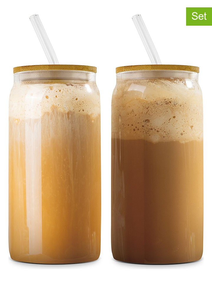 Szklanki (2 szt.) w kolorze brązowym do kawy - 550 ml