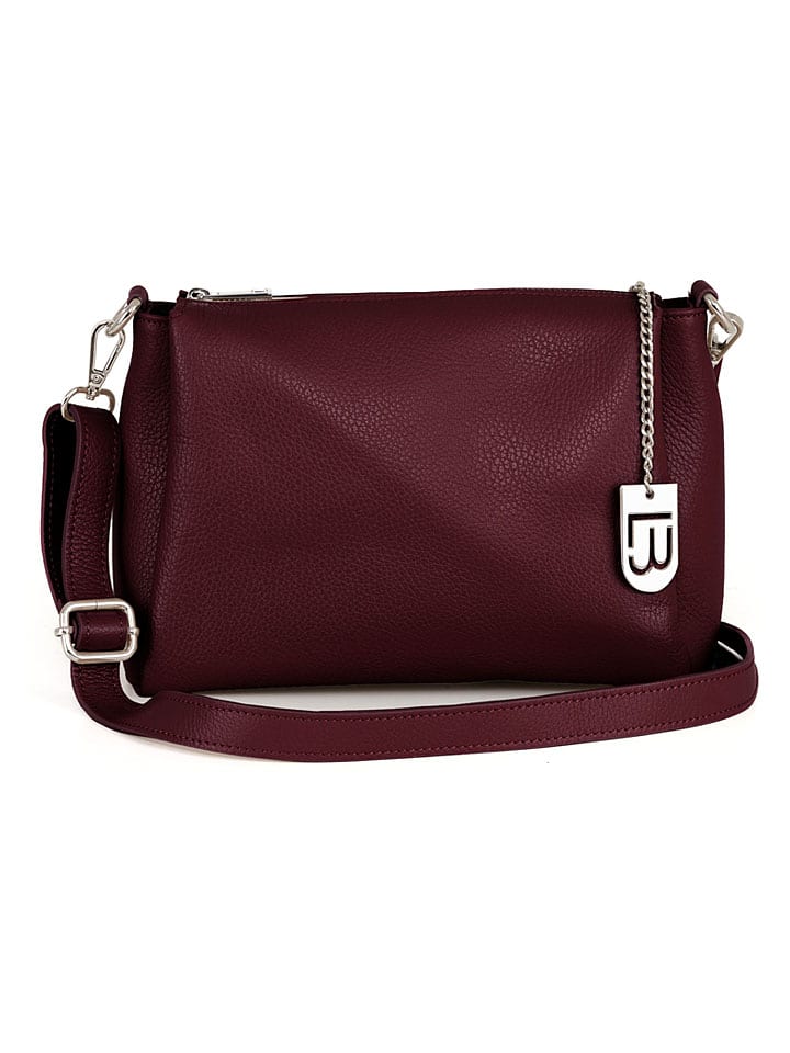 Leder-Umhängetasche "Melfi" in Bordeaux - (B)26 x (H)19 x (T)9 cm