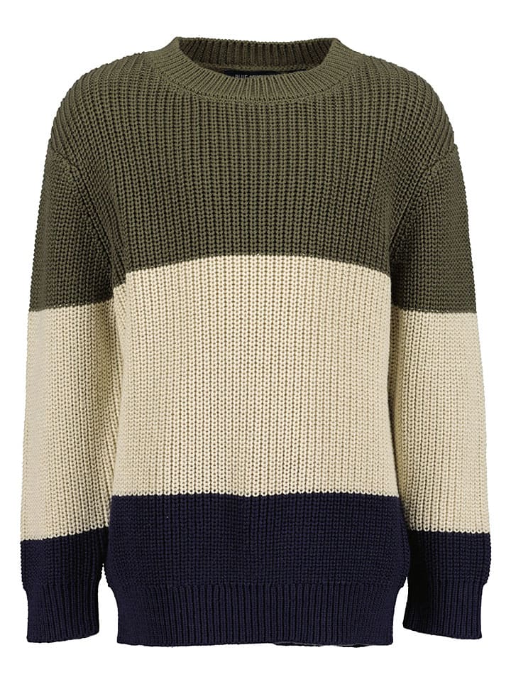 Pullover in Khaki/ Beige/ Dunkelblau