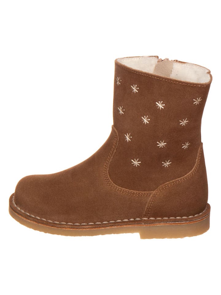 Leder-Winterstiefel in Camel