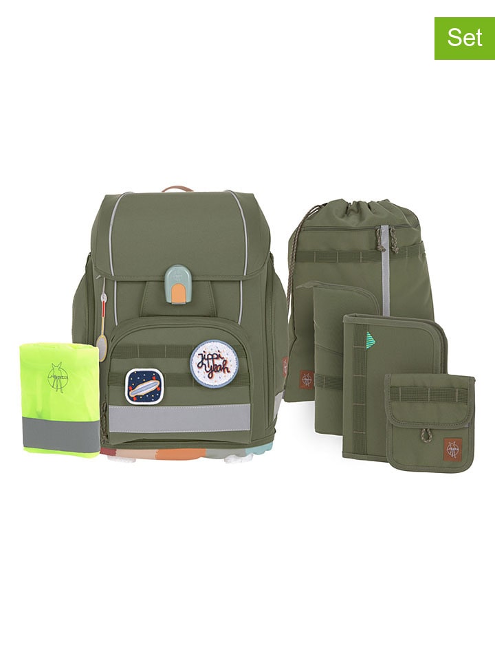 7-delige schooltasset "Boxy Unique" kaki