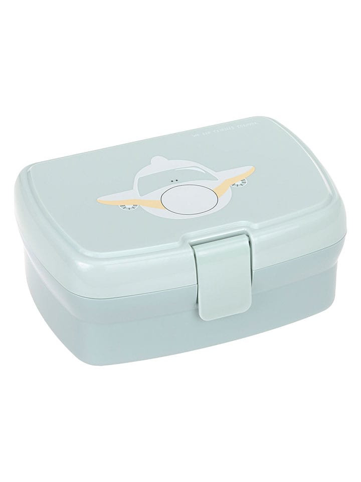 Lunchbox "Tiny Drivers Airplane" lichtblauw - (B)17,7 x (H)7,3 x (D)13,4 cm