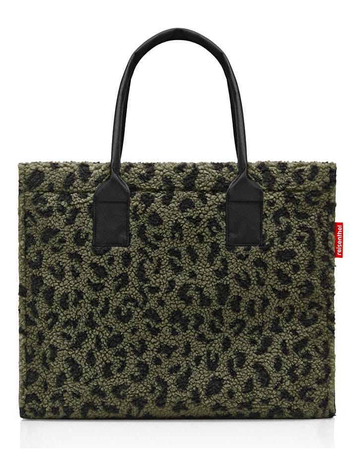 Skórzany shopper bag w kolorze khaki - 42 x 35 x 17 cm