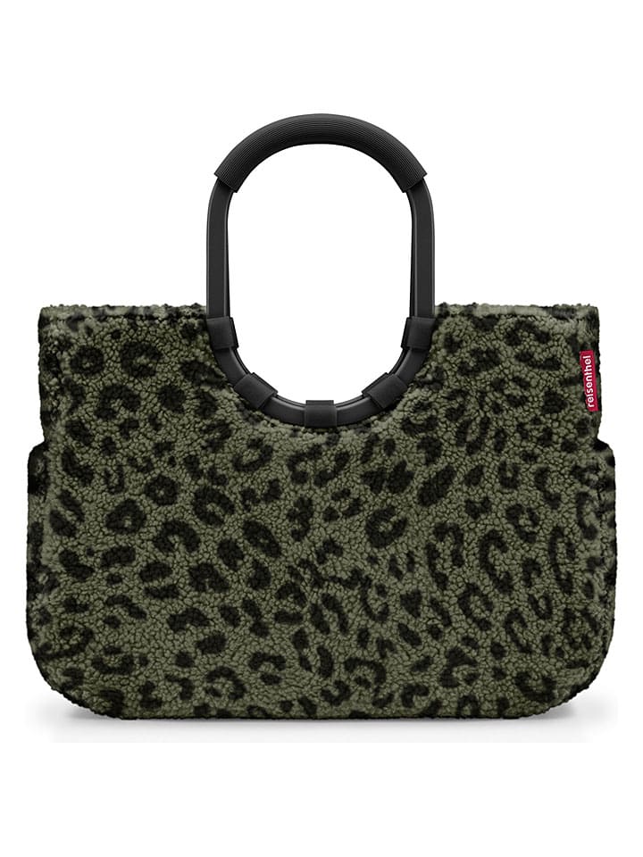Shopper bag w kolorze khaki - 46 x 34 x 25 cm