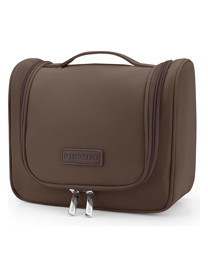 Kosmetiktasche "Infinity" in Braun - (B)25 x (H)14 x (T)12 cm