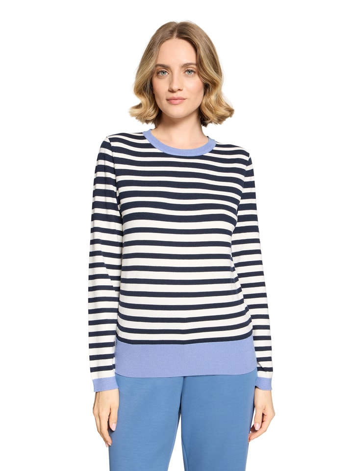 Pullover in Weiß/ Dunkelblau