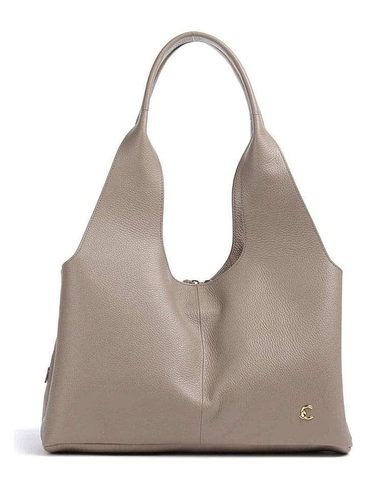 Skórzany shopper bag w kolorze szarobrązowym - 39 x 24 x 16 cm