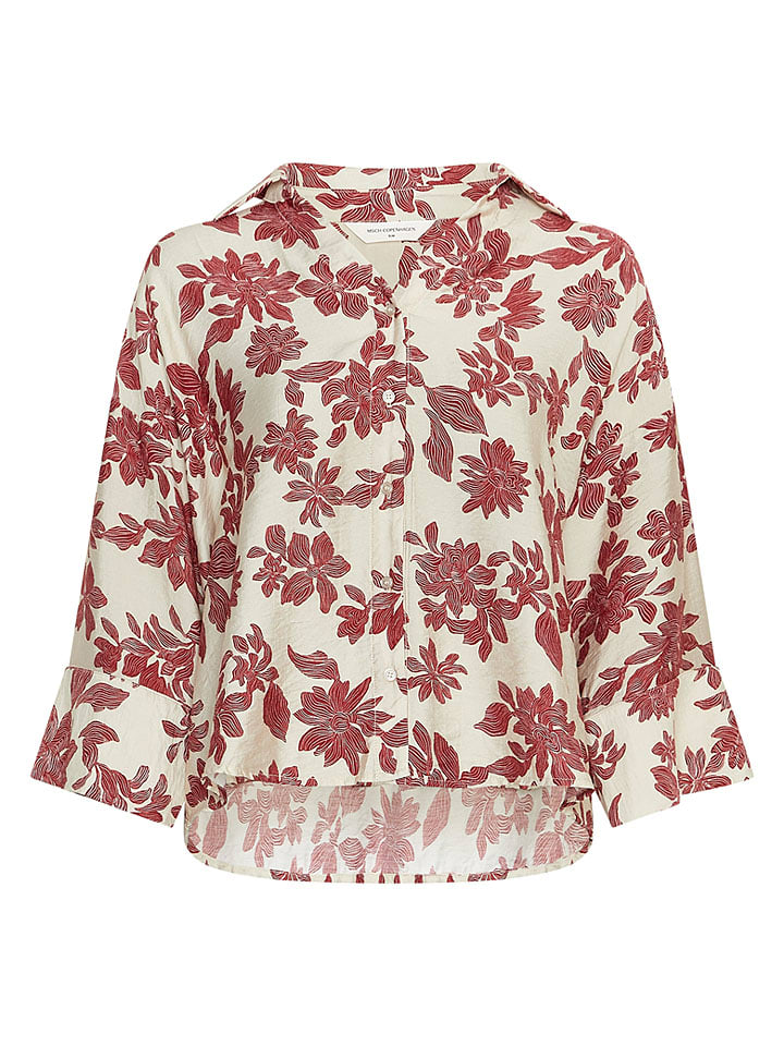 Bluse in Bordeaux/ Creme