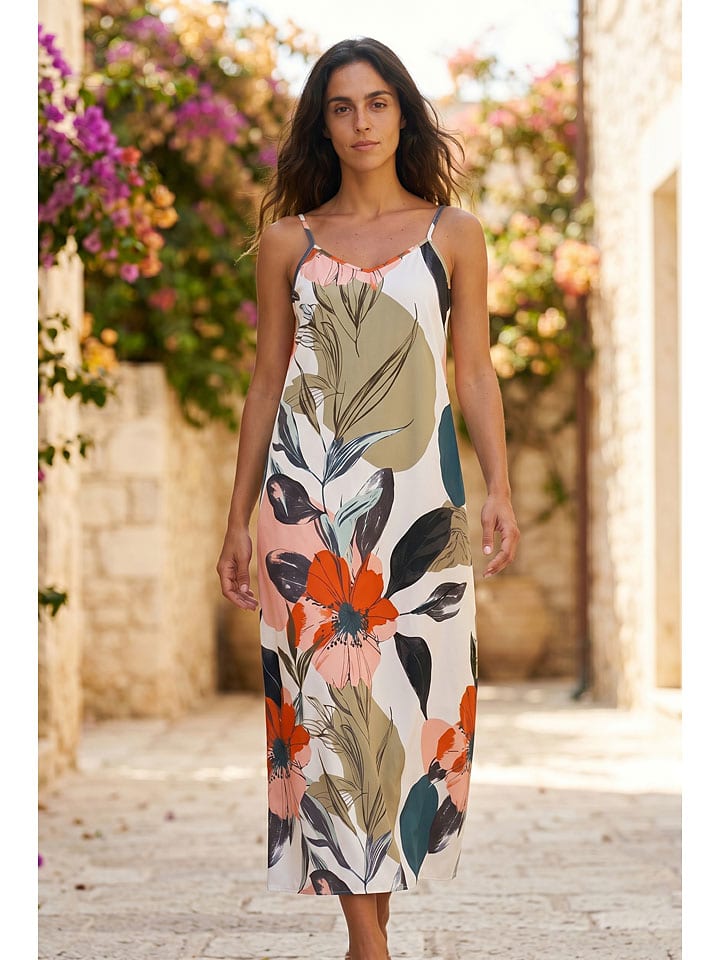 Kleid in Weiß/ Bunt