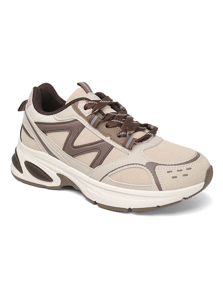 Sneakers crème/bruin