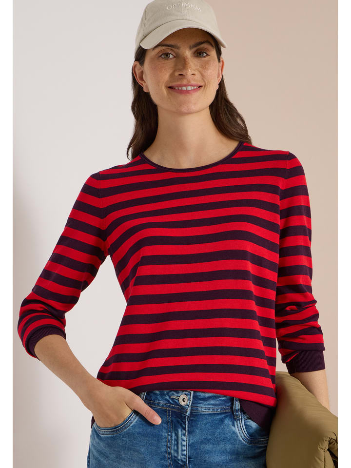 Pullover in Rot/ Schwarz
