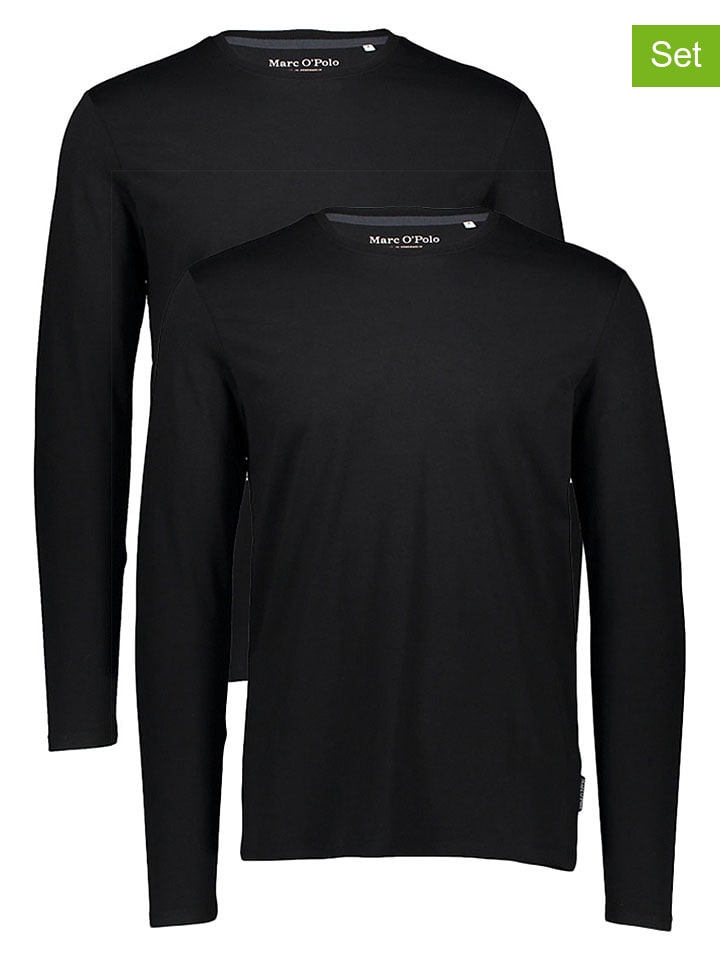 2er-Set: Longsleeves in Schwarz