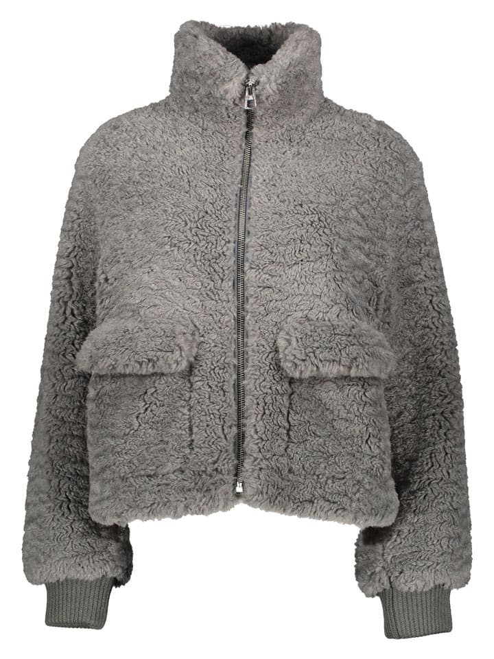 Teddy-Jacke in Grau