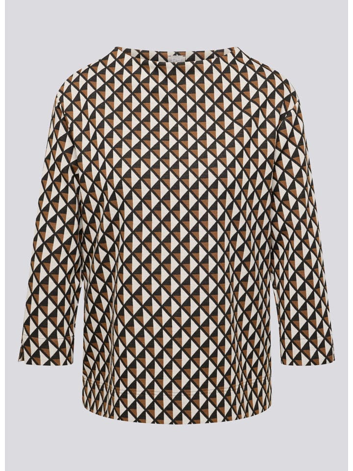 Longsleeve in Schwarz/ Hellbraun