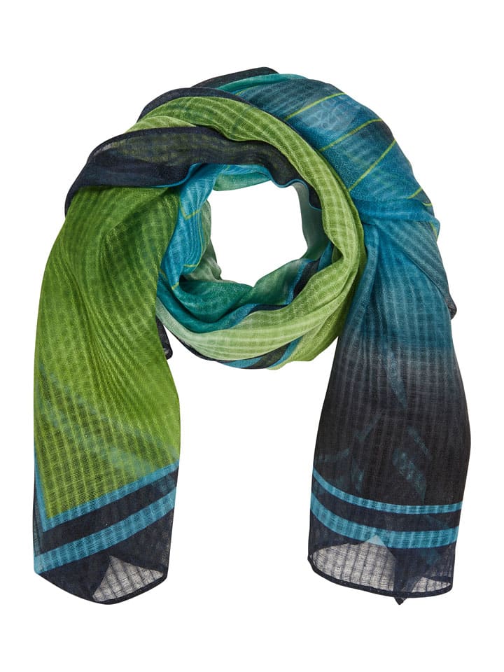 Schal in Dunkelblau/ Grün - (L)105 x (B)105 cm