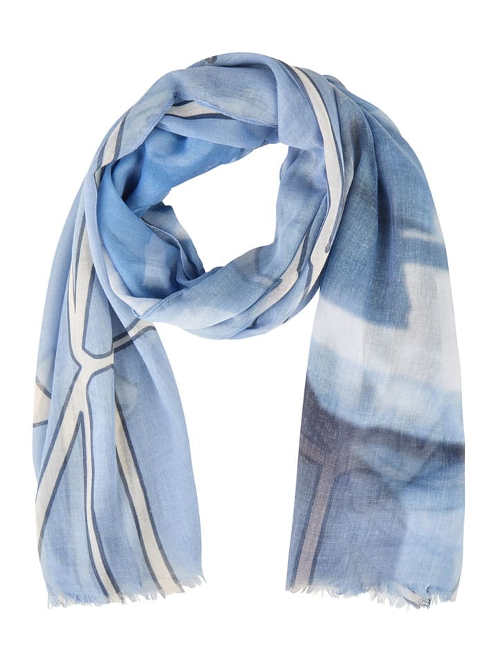 Schal in Hellblau/ Weiß - (L)180 x (B)70 cm