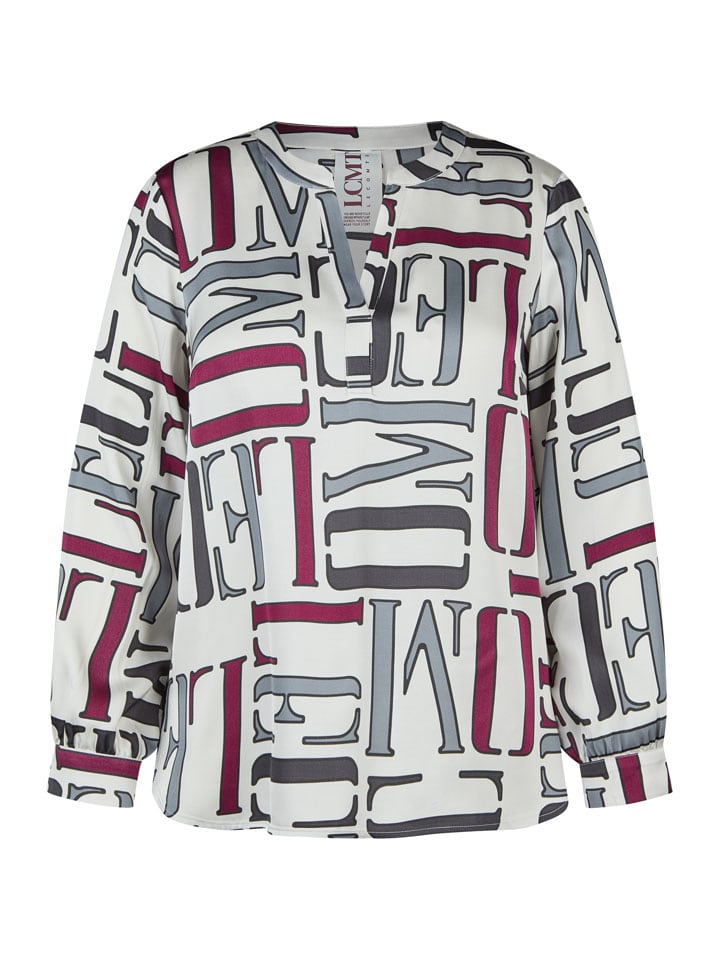 Bluse in Weiß/ Grau/ Bordeaux
