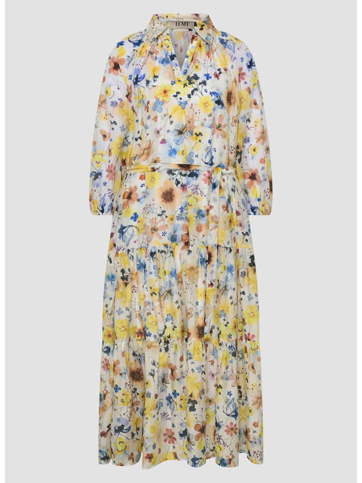Kleid in Gelb/ Hellblau/ Weiß