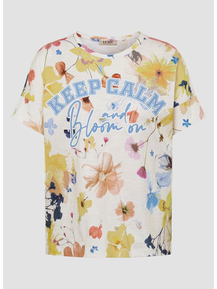 Shirt in Weiß/ Gelb/ Hellblau