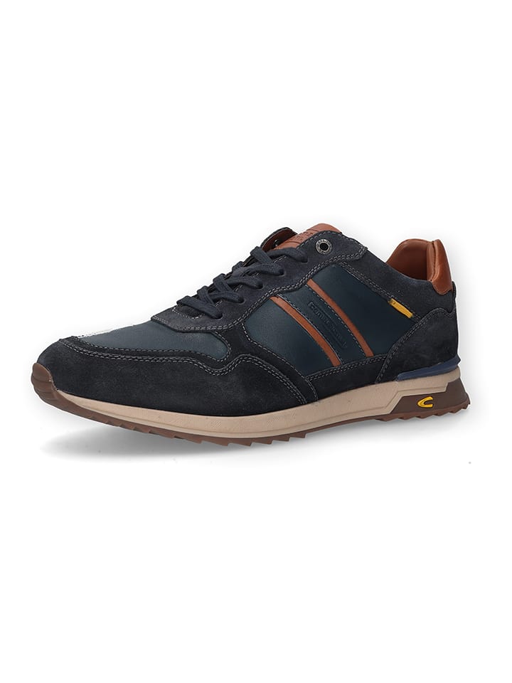 Leder-Sneakers in Dunkelblau