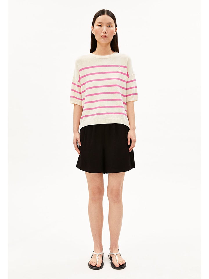 Sweter ''Striped'' w kolorze kremowo-różowym