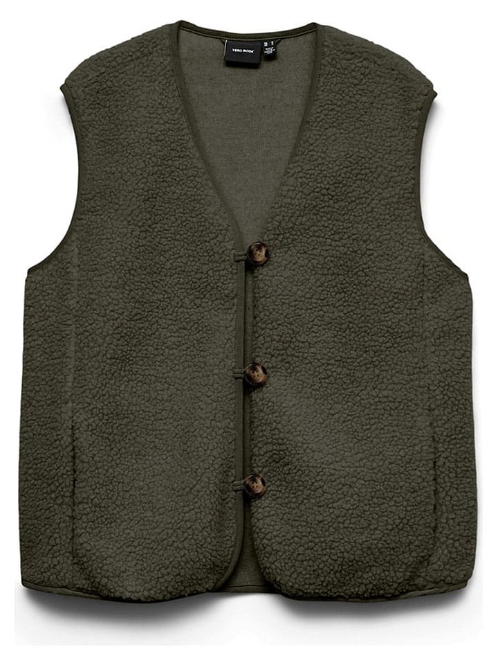 Kamizelka pluszowa w kolorze khaki