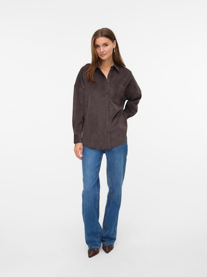 Corduroyblouse bruin