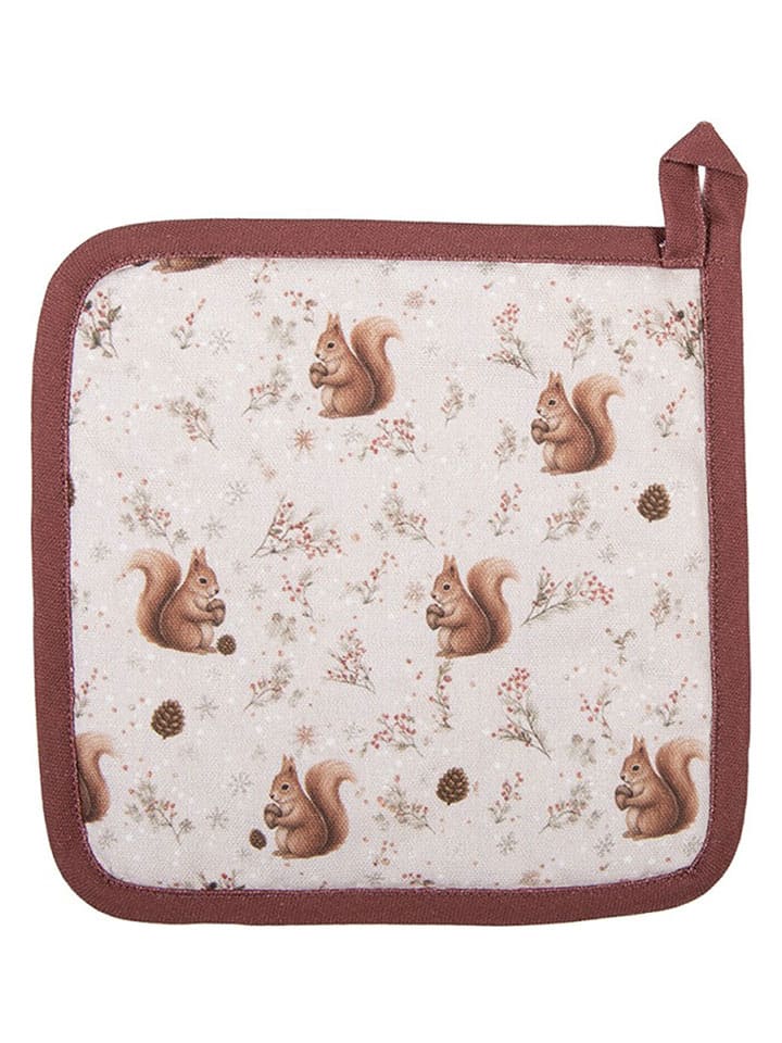 Łapka kuchenna w kolorze kremowo-czerwonym - 20 x 20 cm