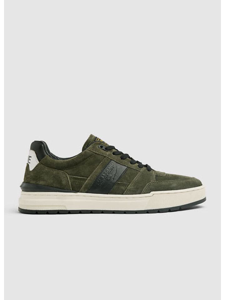 Leder-Sneakers in Khaki