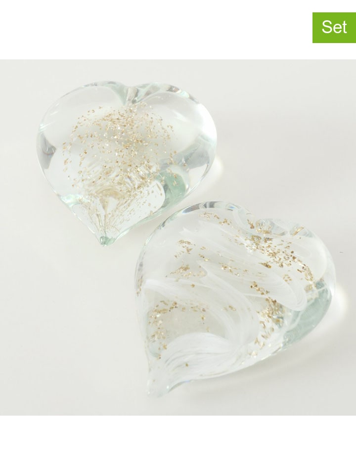 2er-Set: Briefbeschwerer "Marmo" Transparent/ Gold - (H)3 cm