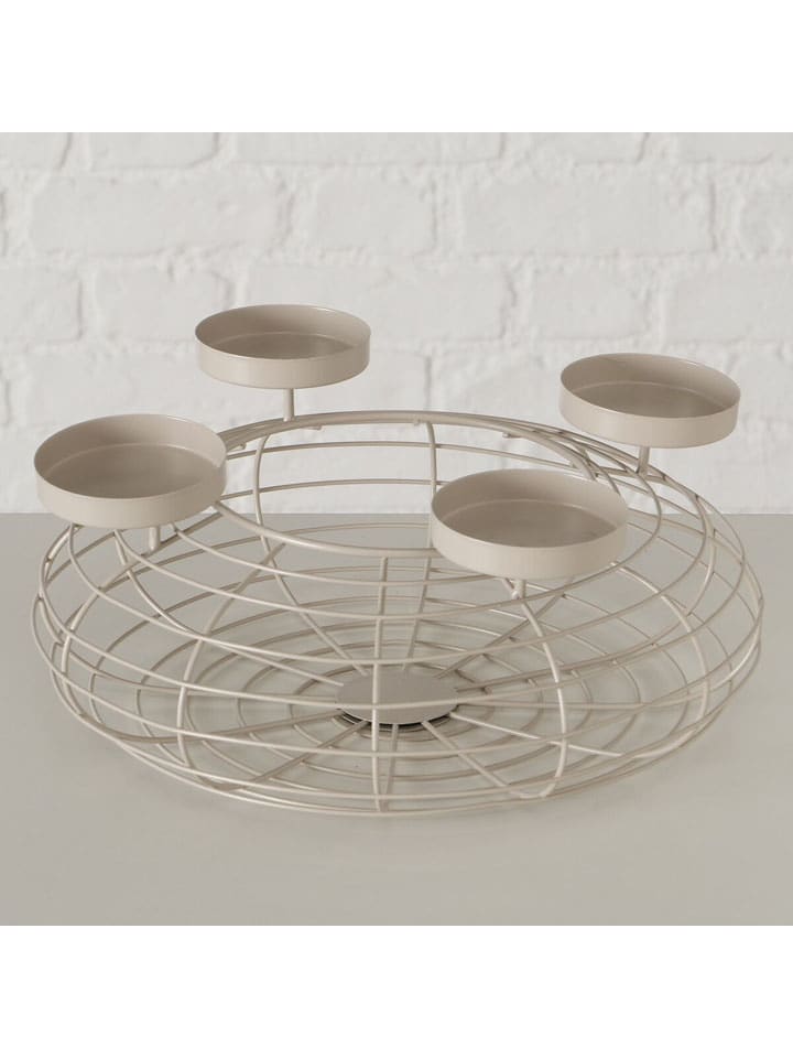 Kerzenleuchter "Ringa" in Beige - (H)11 x Ø 27 cm