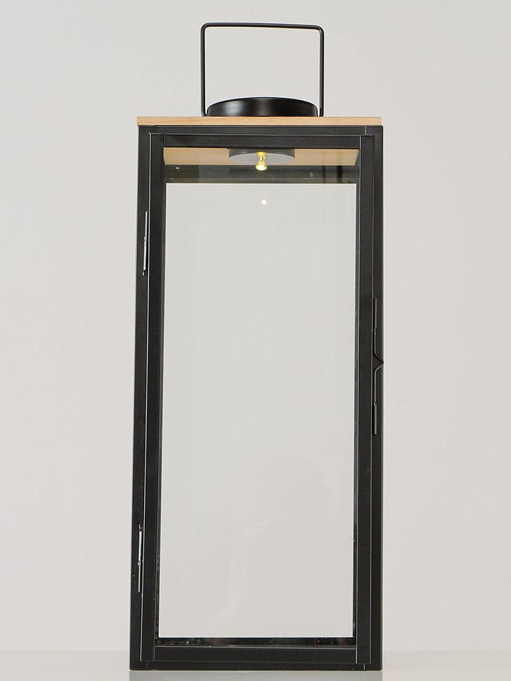 Lampion LED "Kaeli" w kolorze czarno-jasnobrązowym - wys. 49,5 cm