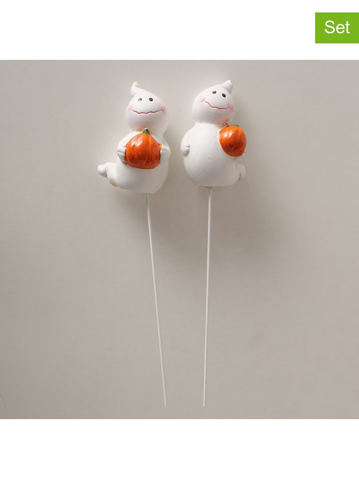 2er-Set: Topfstecker "Nemu" in Weiß/ Orange - (H)28 cm