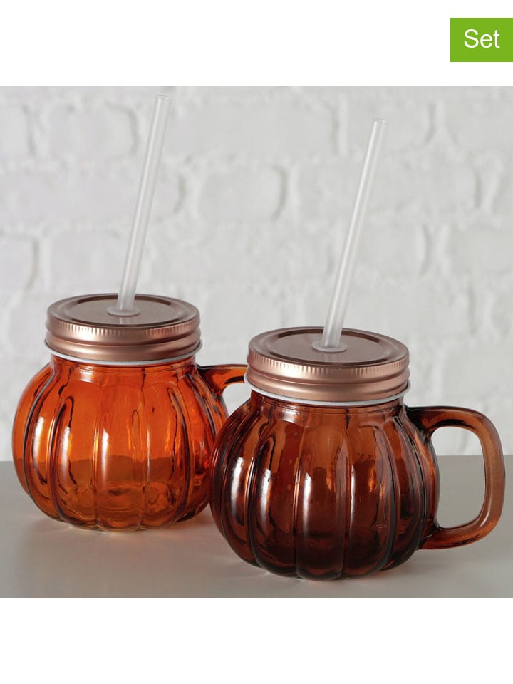 2er-Set:  Partybecher "Otano" in Orange/ Hellbraun - 400 ml