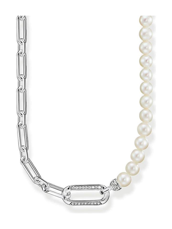 Silber-Halskette mit Perlen - (L)45 cm