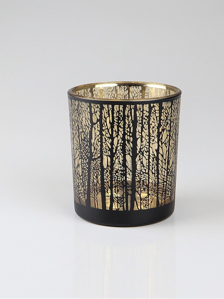 Windlicht "Bäume" in Schwarz - (H)12 x Ø 10 cm
