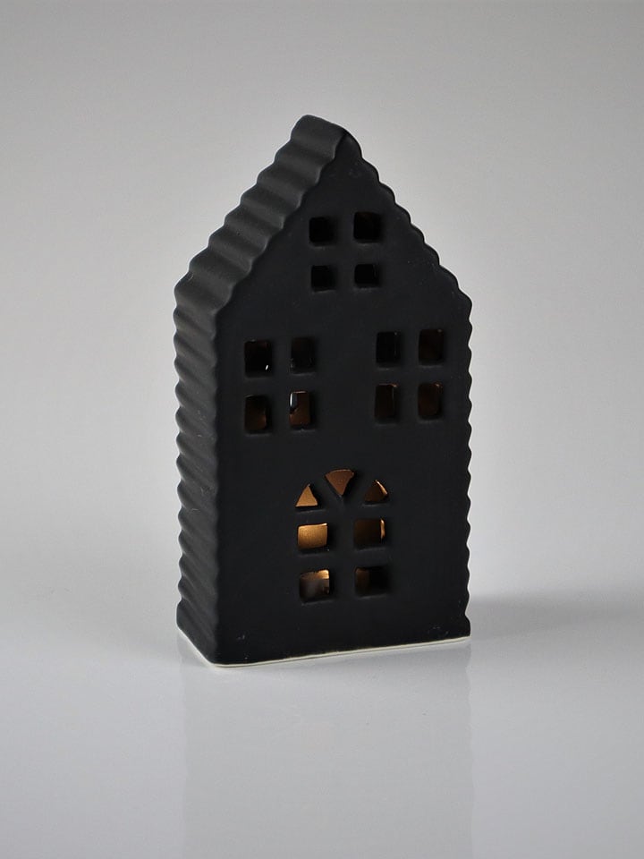 LED-Dekofigur "Haus" in Schwarz - (B)8 x (H)15 cm