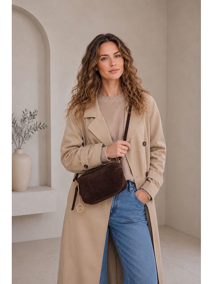 Leder-Umhängetasche ''Vittadini'' in Braun - (B)23 x (H)16 x (T)11 cm