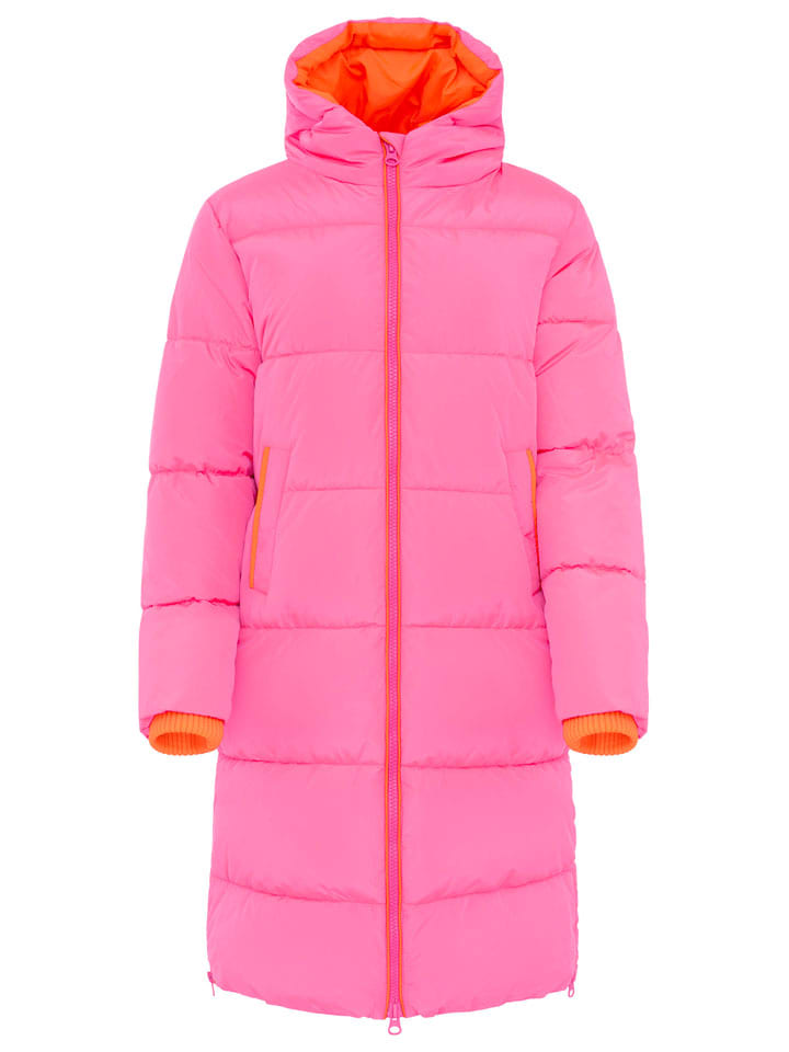 Doorgestikte mantel roze