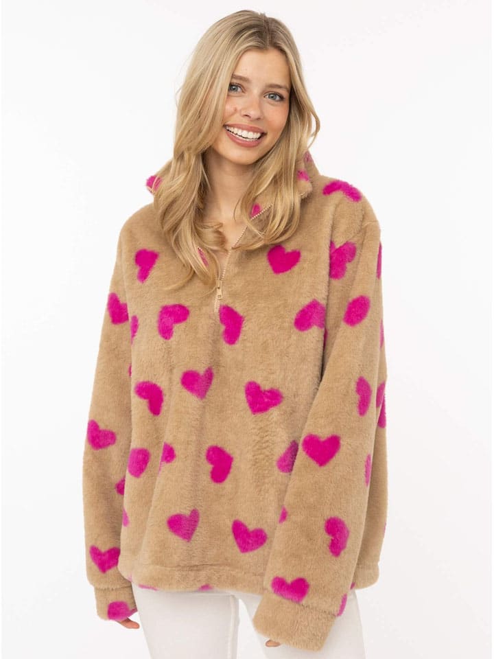 Fleece trui beige
