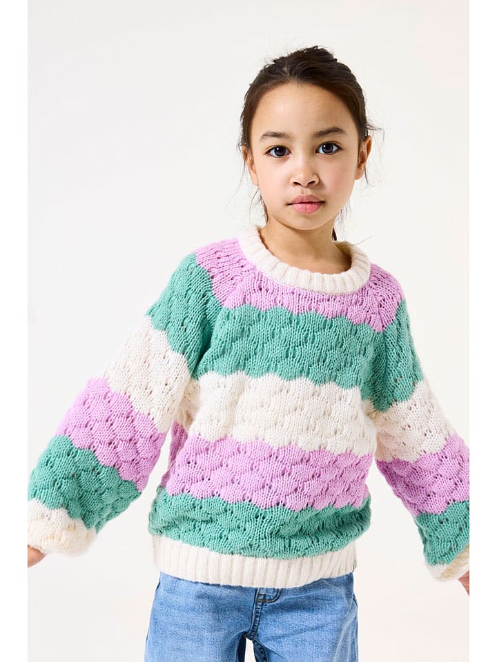 Pullover in Flieder/ Grün/ Weiß